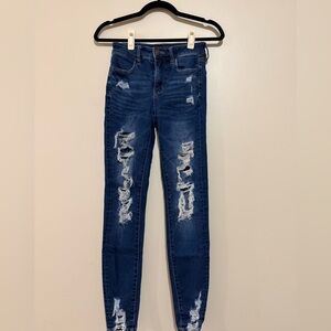 Distressed Blue Jeans